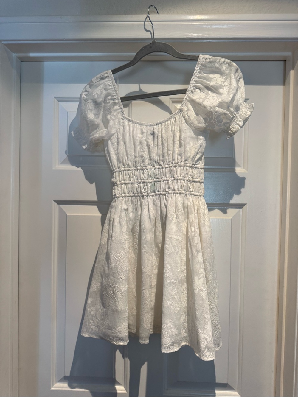Wild Fable Juniors White Puff Sleeve Smocked Waist Babydoll Dress - NWT